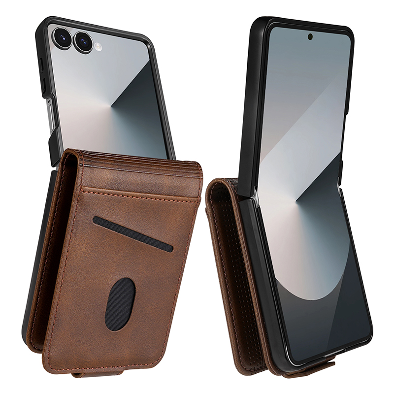 Leather Wallet Card Holder Phone Cover - Custodia per telefono in pelle con