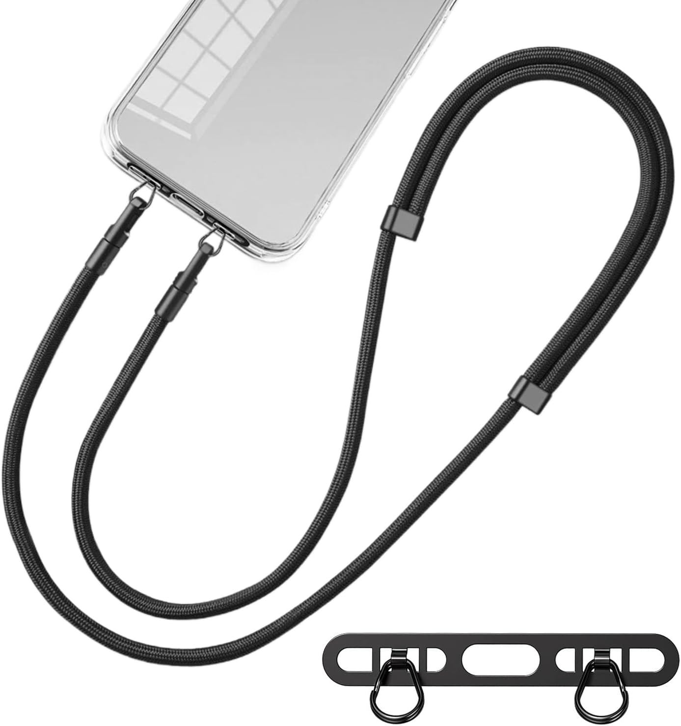 Crossbody Lanyard Neck Strap Case - Cordino per cellulare, anello con foro