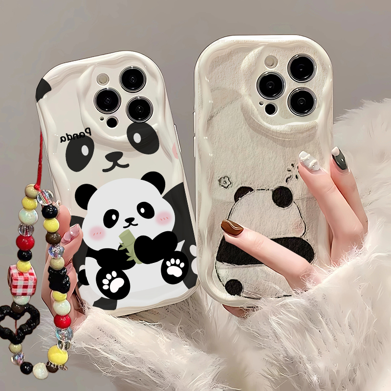 Cute Cartoon Wrist Strap Silicone Case - Custodia con cinturino da polso Panda