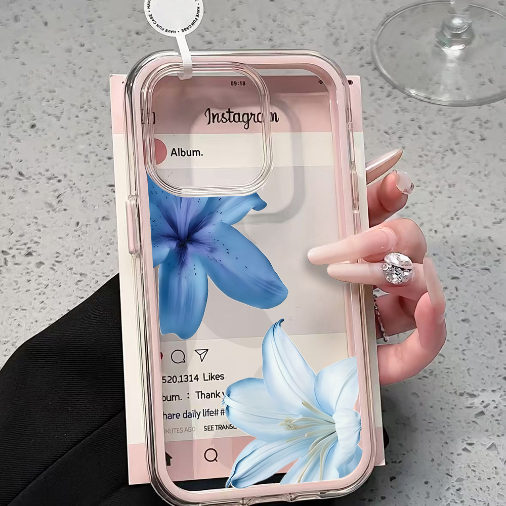 Clear Shockproof Bumper Case - Custodia Trasparente con Fiore di Giglio