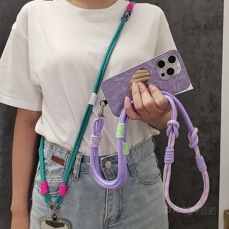 Crossbody Lanyard Neck Strap Case - Cordino per cellulare, cinturino intrecciato a