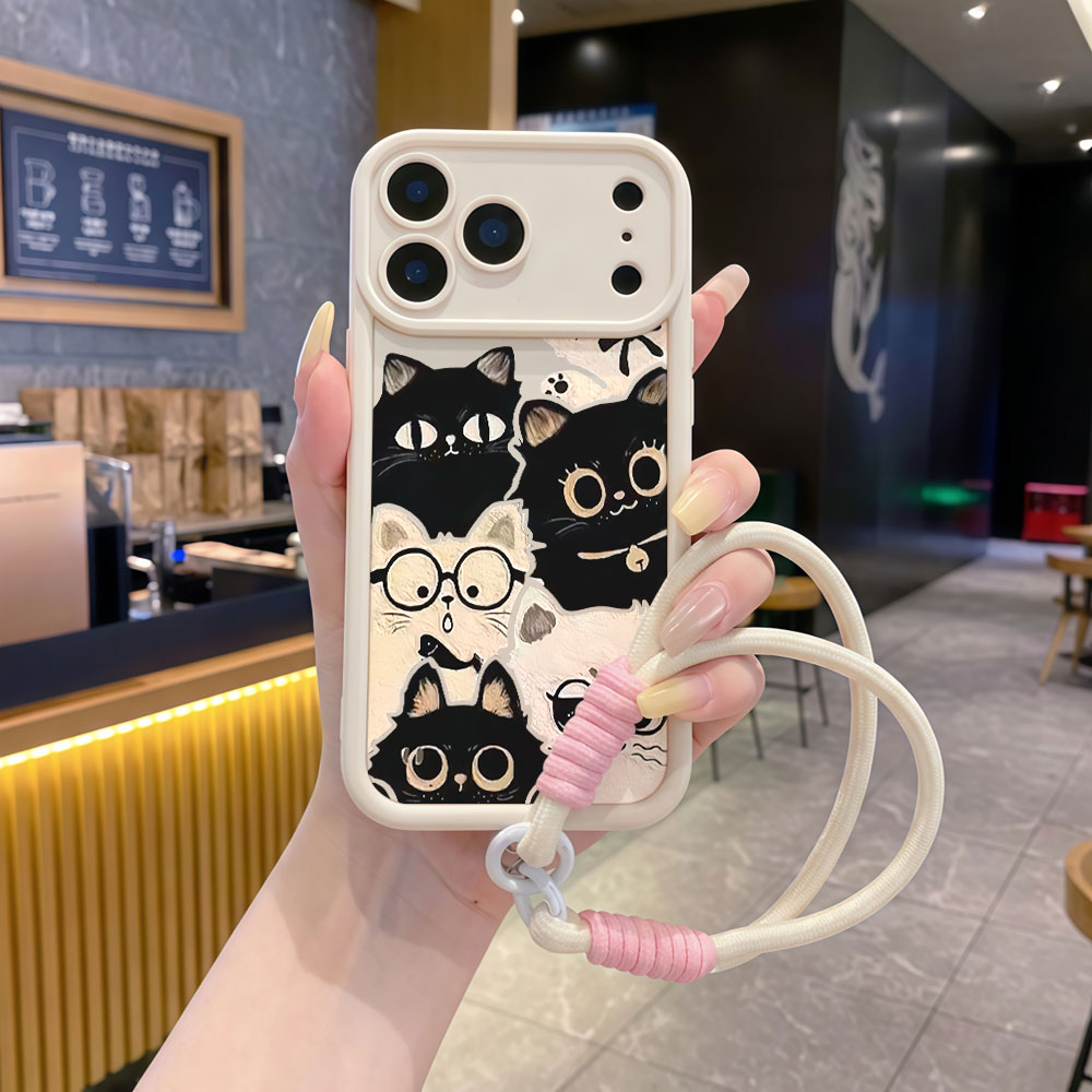 Cute Cartoon Wrist Strap Silicone Case - Custodia Antiurto con Cordino a Forma