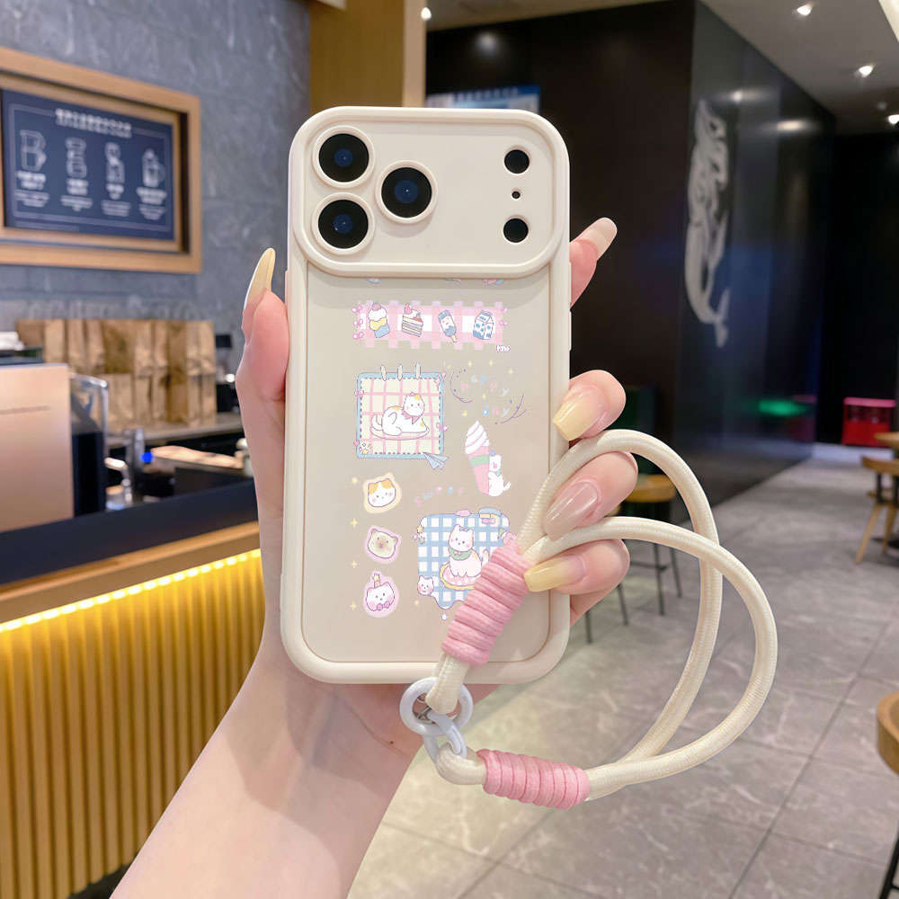 Cute Cartoon Wrist Strap Silicone Case - Custodia per telefono con cinturino da