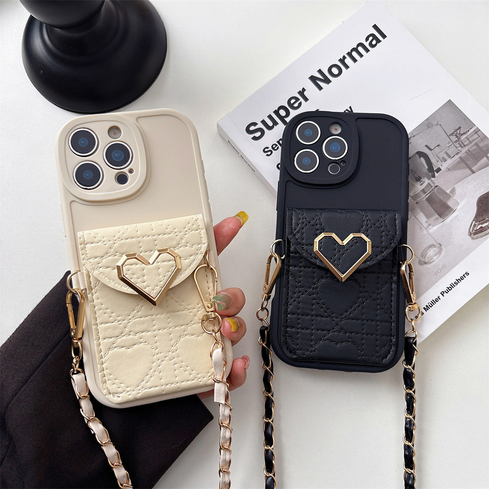 Leather Wallet Card Holder Phone Cover - Custodia per telefono con porta carte