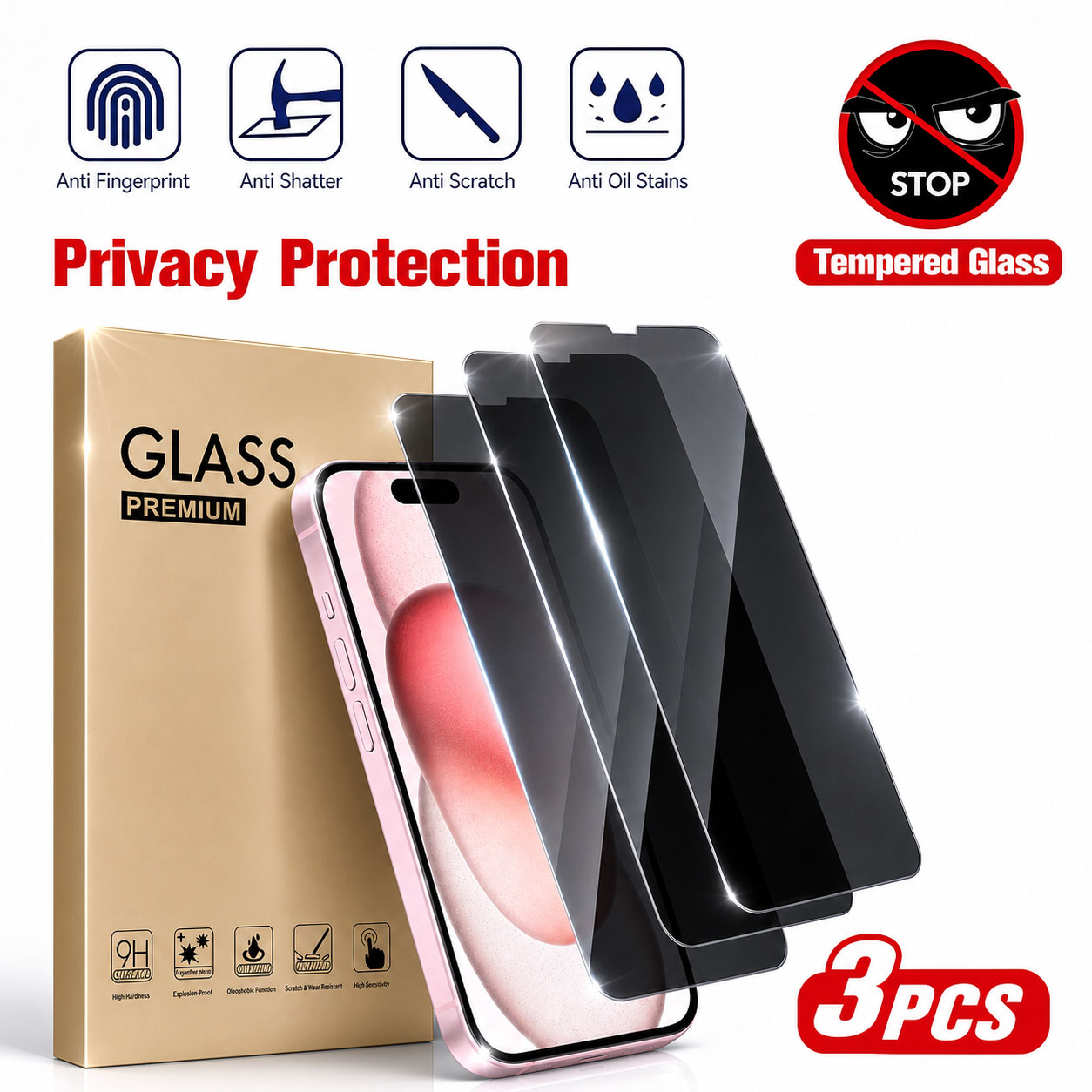 3 pezzi di protezione per la p - Anti Spy Privacy Glass Case recensione e prezzo