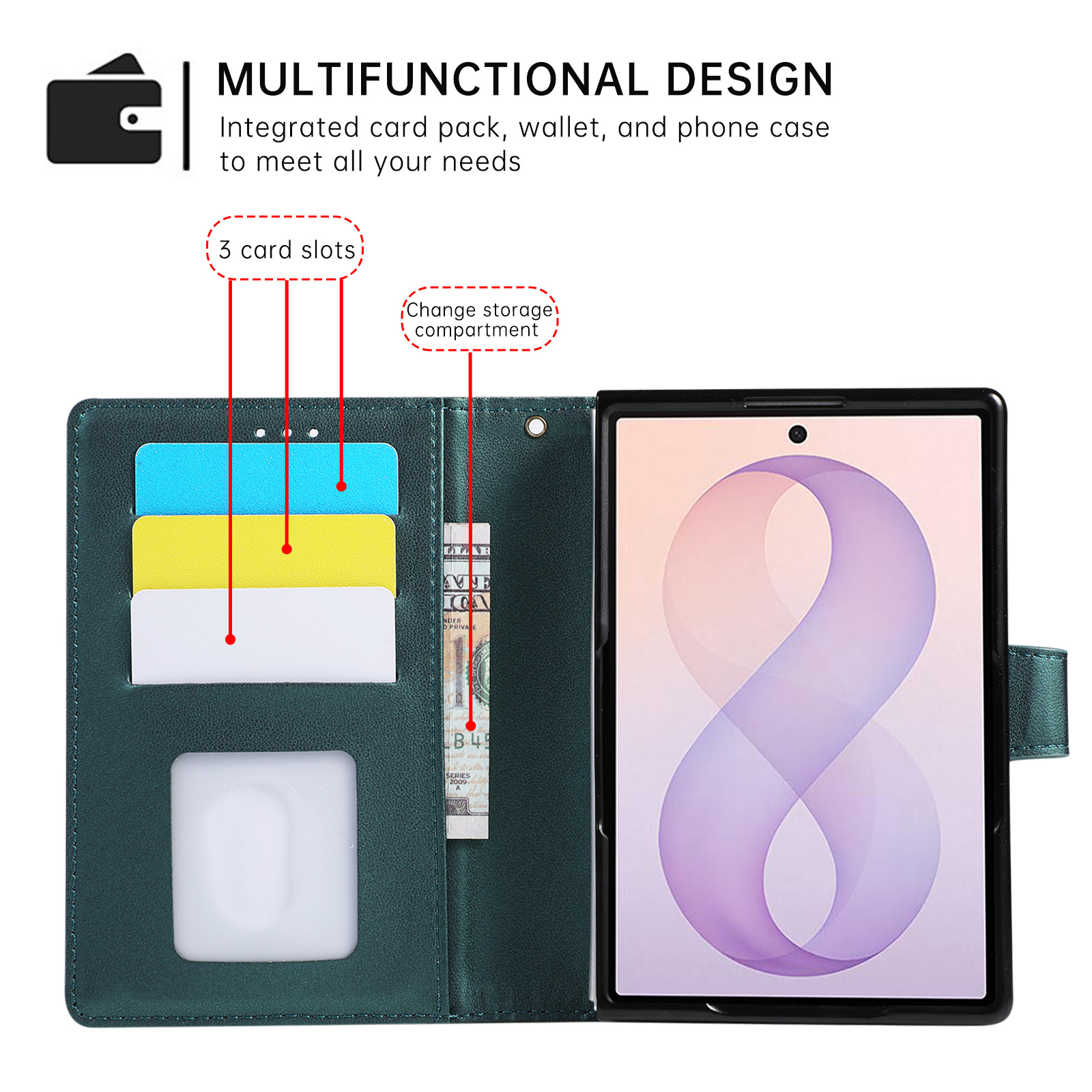 Custodia per telefono in pelle - Leather Wallet Card Holder Phone Cover recensione e prezzo